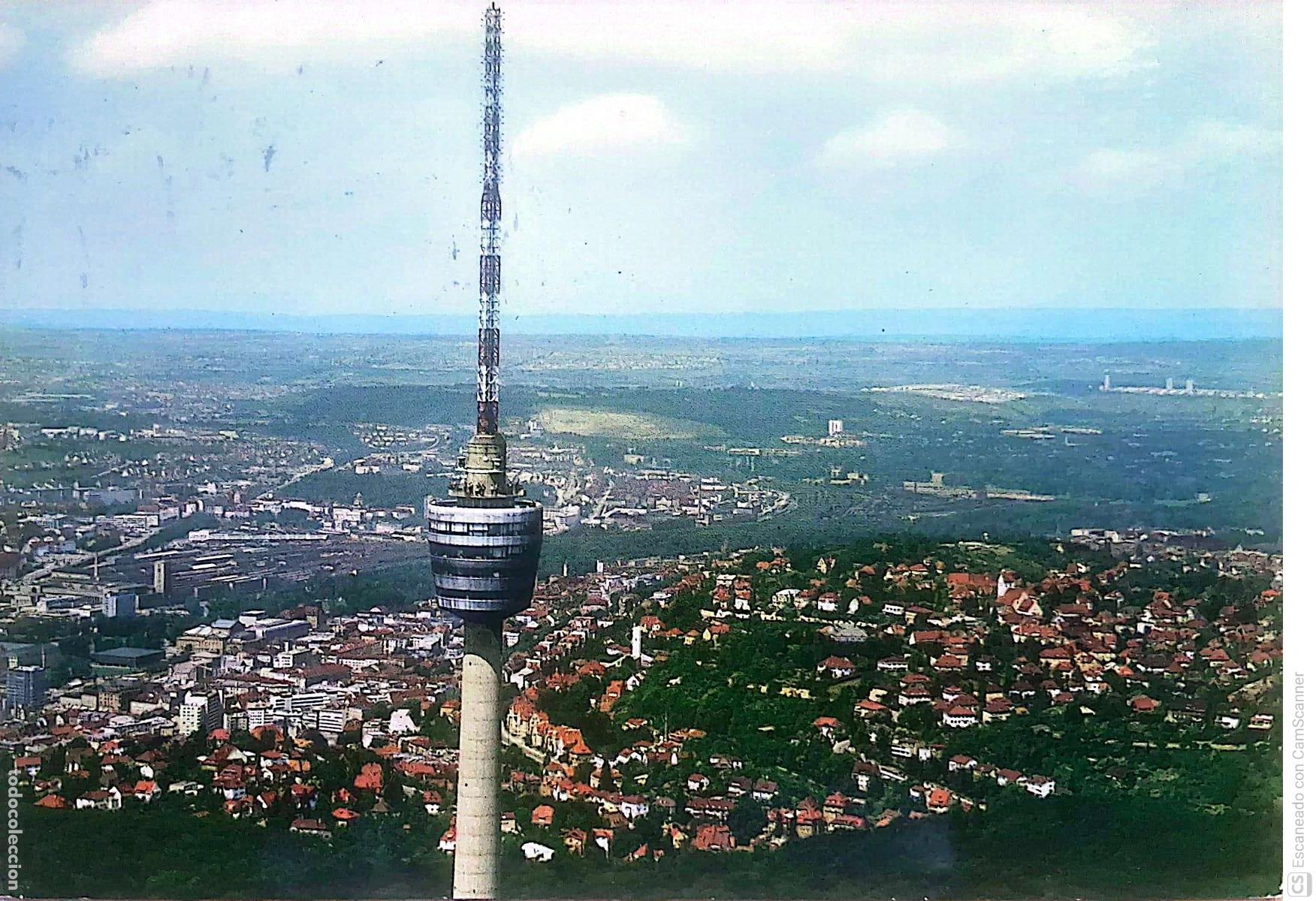 Postkarten: Stuttgart (Alemania). La Torre de Televisi&oacute;n, inagurada en 1956, fue la primera torre de televisi&oacute;n