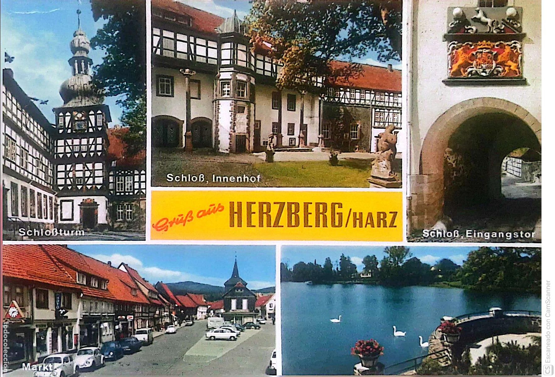 Postkarten: Herzberg am Harz (Alemania). Con un castillo de entramado de madera y conocida como la Ciudad del Es