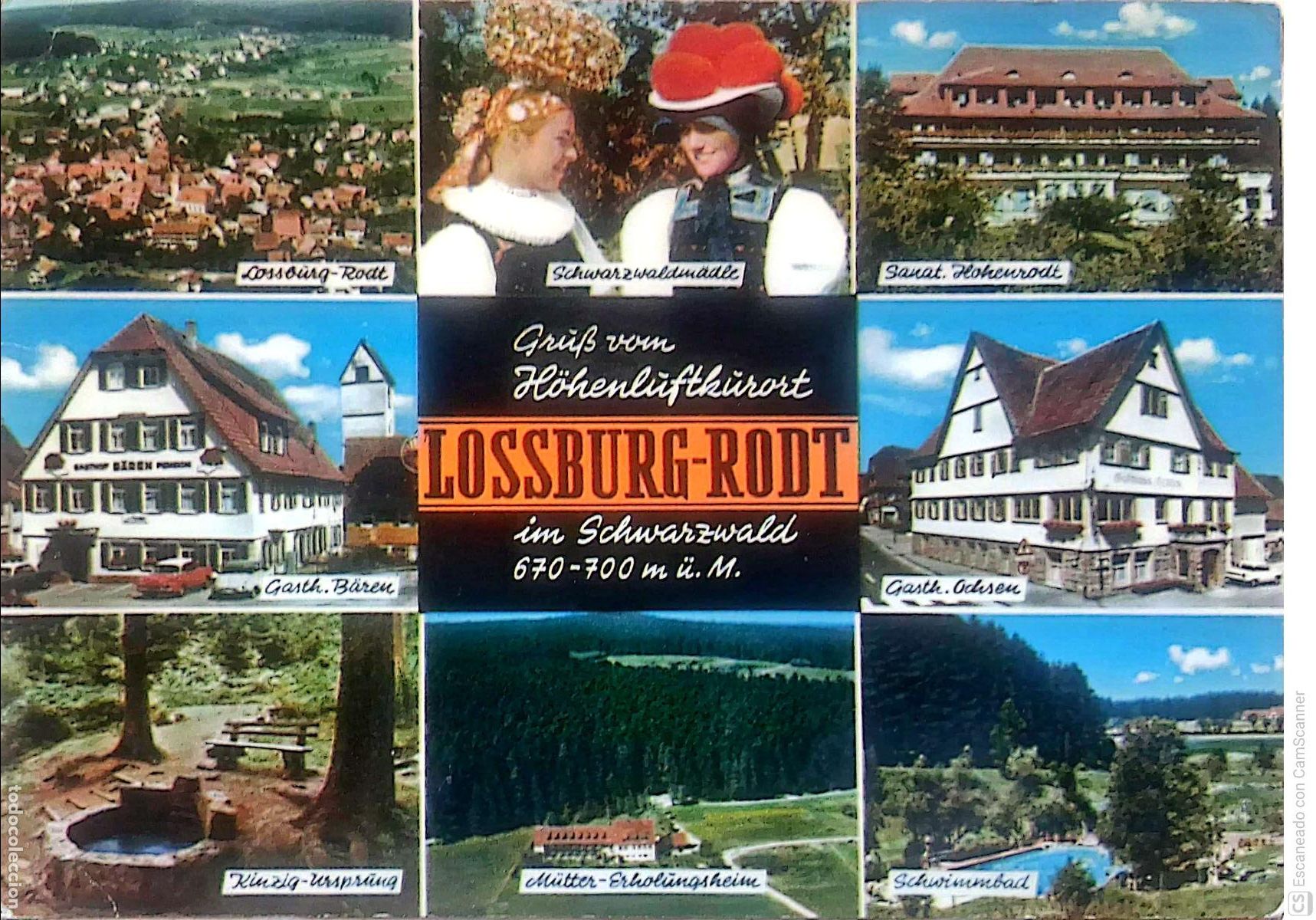 Postkarten: Lossburg-Rodt (Alemania). Est&aacute; catalogada como una estaci&oacute;n clim&aacute;tica de salud, gracias a la pureza