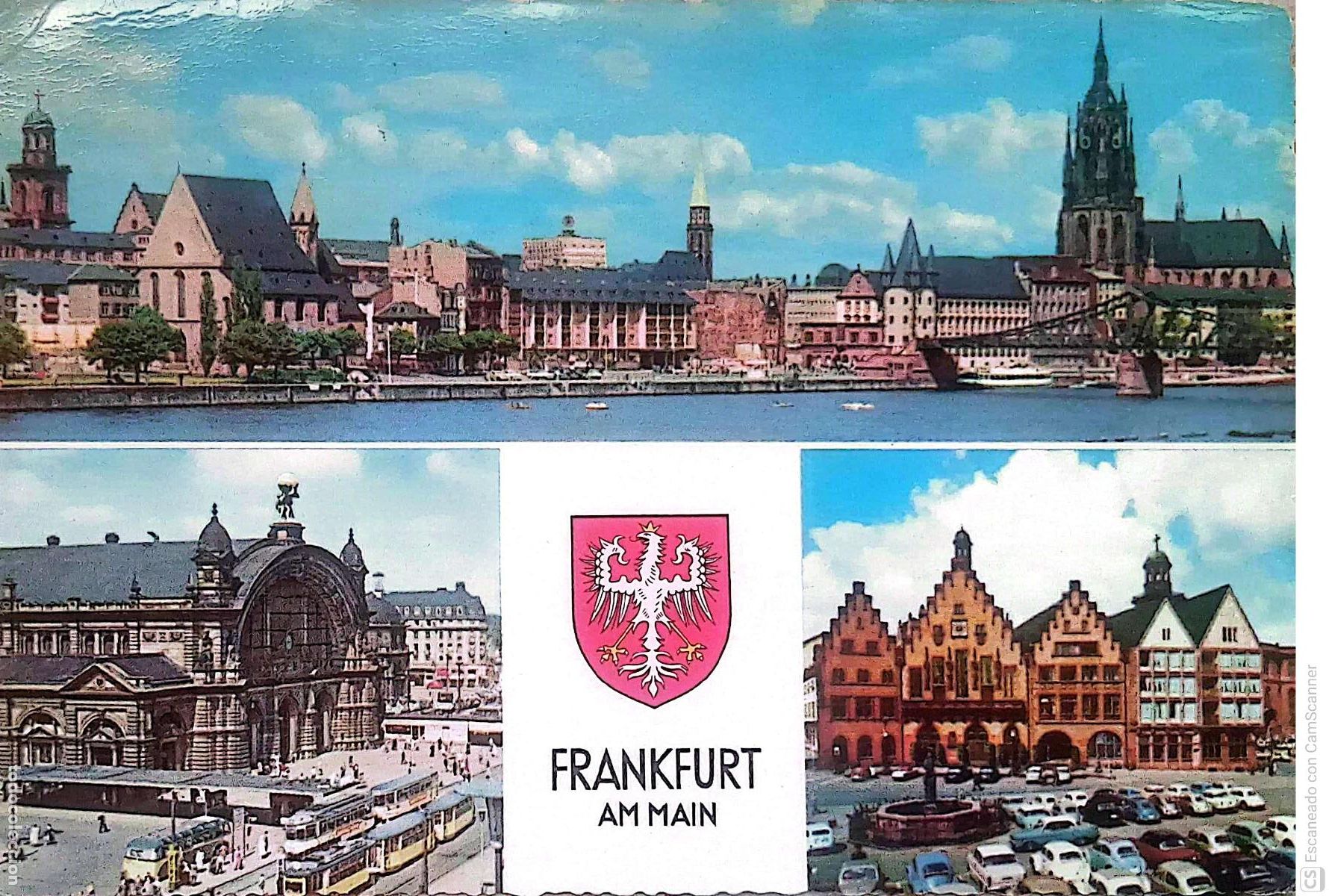 Postkarten: Frankfurt. Vistas varias. Usada. Color