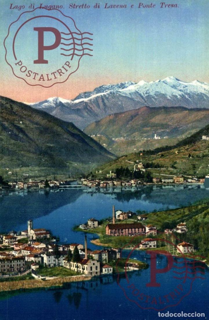 Postcards: LUGANO. Lago Di Lugano, Stretto Di Lavena e Ponte Tresa. TESINO. SUIZA. SWISS. SWITZERLAND.