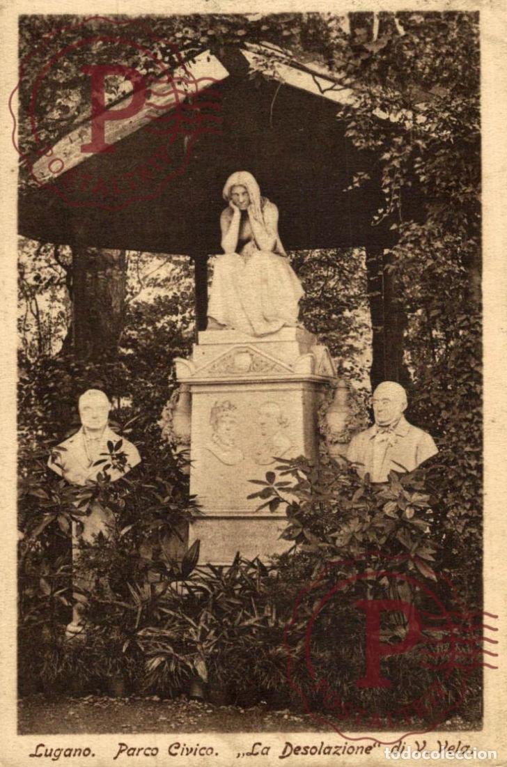 Postcards: LUGANO. Parco C&iacute;vico, La Desolazione Di V. Vela. TESINO. SUIZA. SWISS. SWITZERLAND.