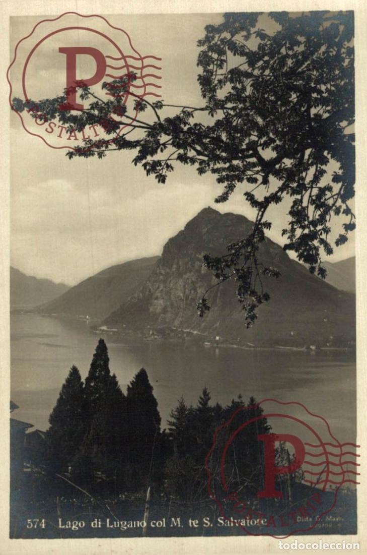 Postales: LUGANO. Lago Di Lugano col M. te S. Salvatore. TESINO. SUIZA. SWISS. SWITZERLAND.