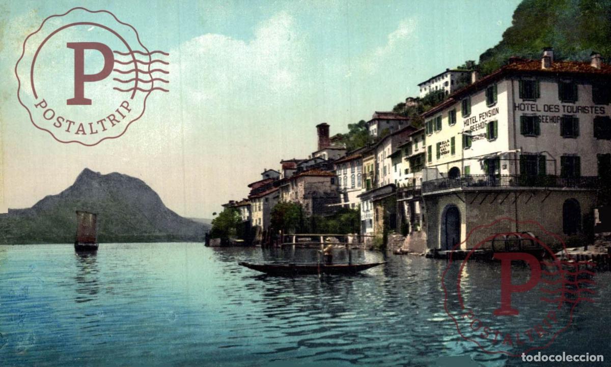 Postais: LUGANO. Lago Di Lugano, Gandr&iacute;a. TESINO. SUIZA. SWISS. SWITZERLAND.