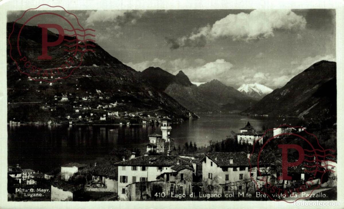 Postais: LUGANO. Lago Di Lugano, col Monte Br&egrave; visto da Pazzallo. TESINO. SUIZA. SWISS. SWITZERLAND.