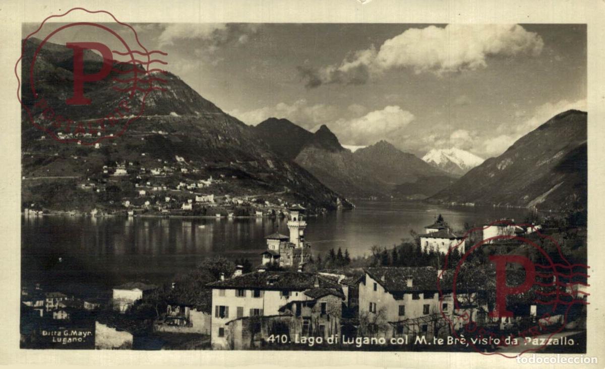 Postais: LUGANO. Lago Di Lugano, col Monte Br&egrave; visto da Pazzallo. TESINO. SUIZA. SWISS. SWITZERLAND.