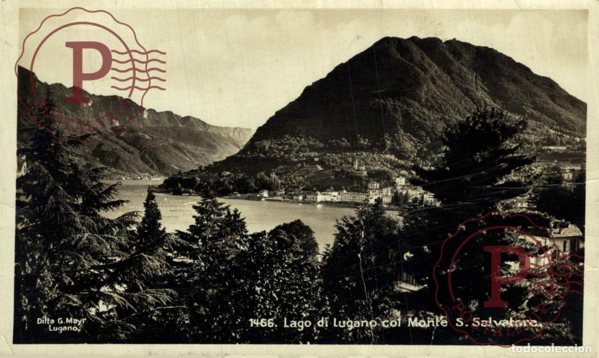 Cartoline: LUGANO. Lago Di Lugano, col Monte S. Salvatore. TESINO. SUIZA. SWISS. SWITZERLAND.