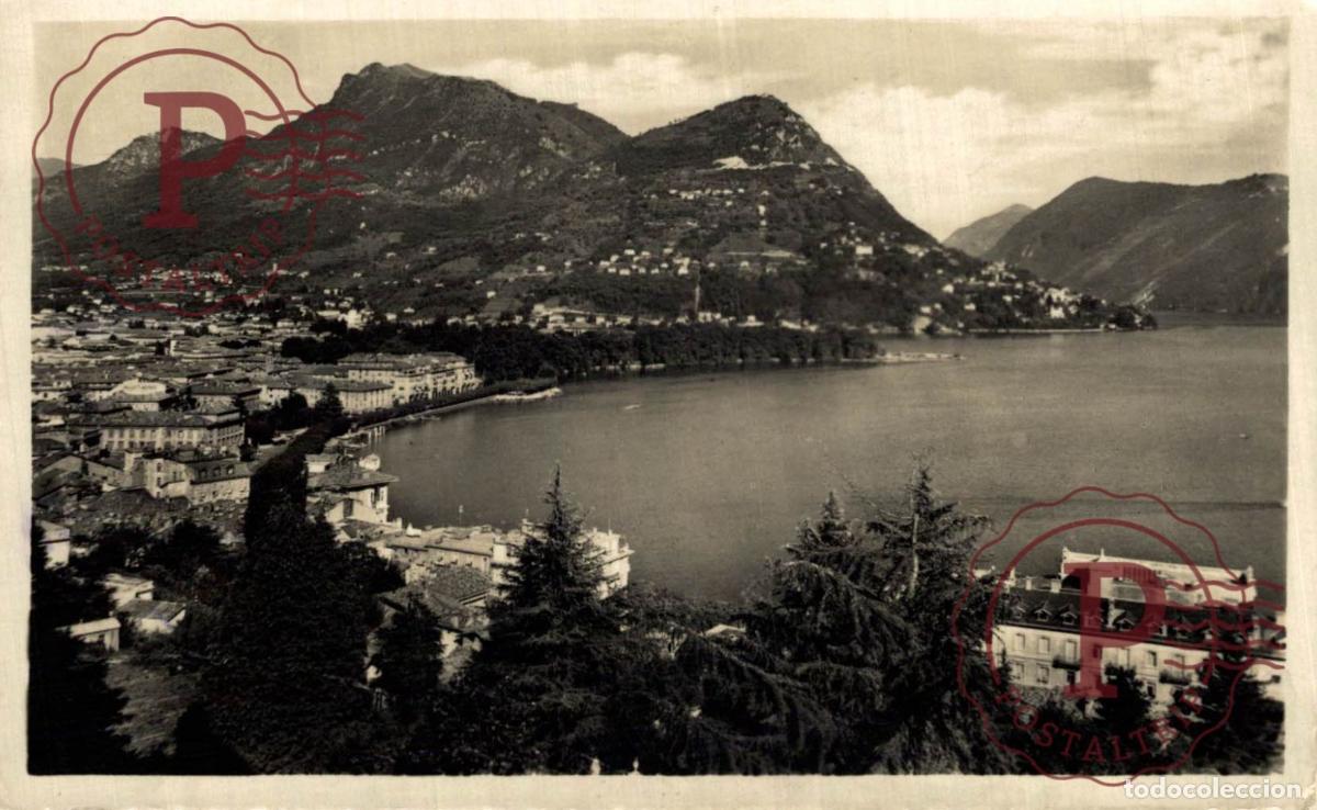 Cartoline: LUGANO. Panorama e Monte Br&egrave;. TESINO. SUIZA. SWISS. SWITZERLAND.