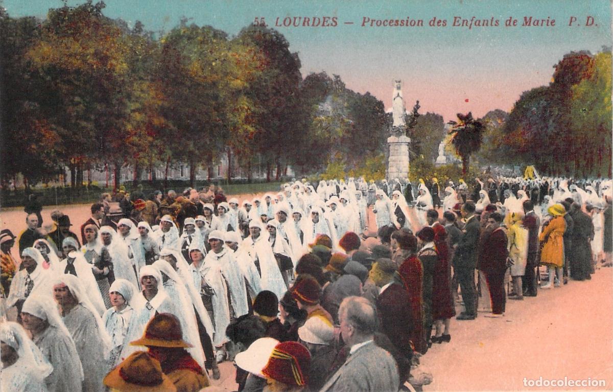 Postais: Postal de Lourdes Procesi&oacute;n de los Hijos de Mar&iacute;a