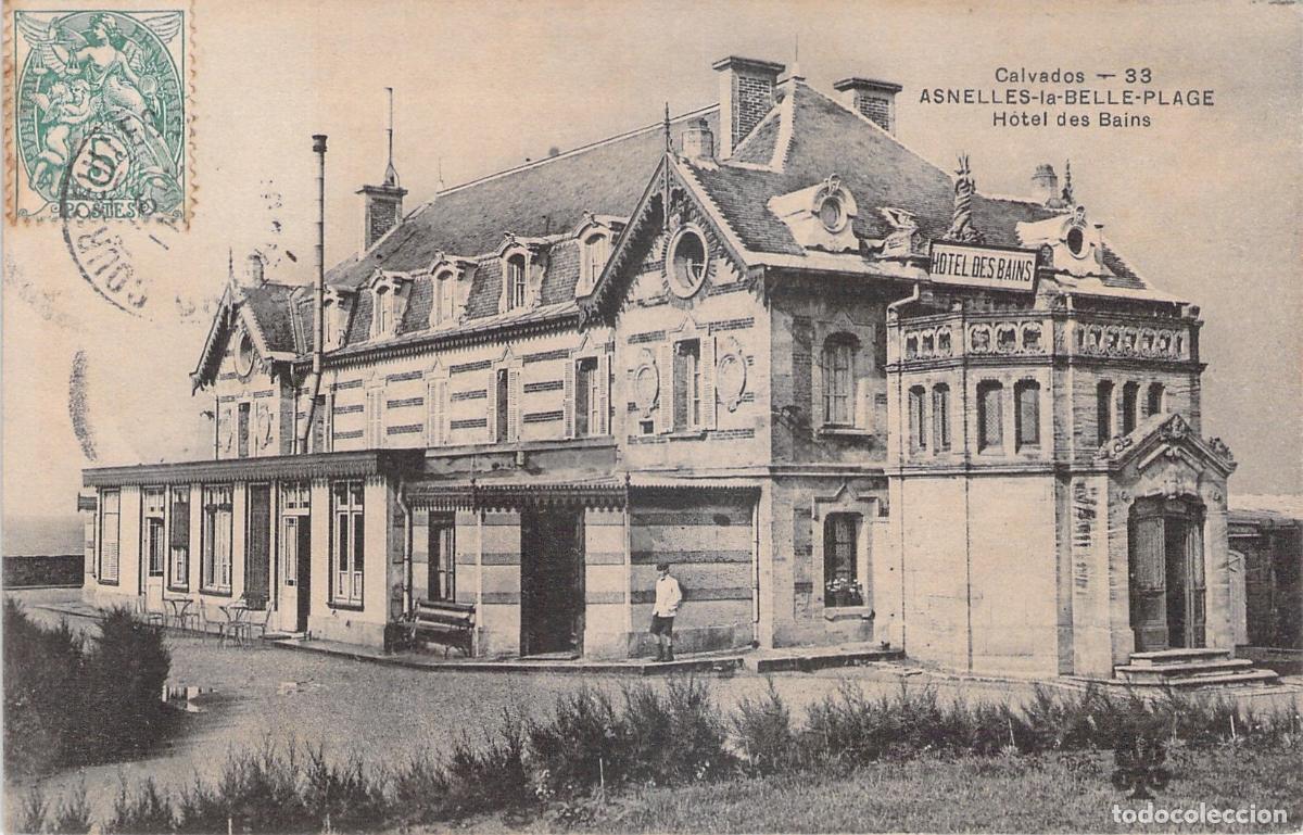 Cartoline: Postal de Asnelles-la-Belle-Plage H&ocirc;tel des Bains Calvados Francia
