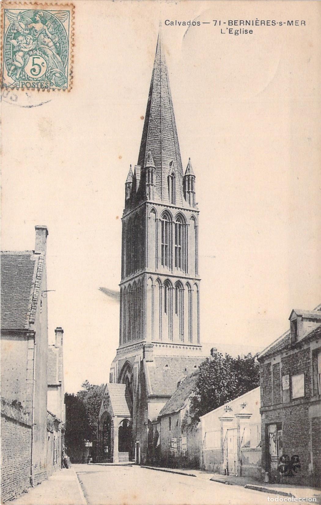 Cartoline: Postal de la Iglesia de Berni&egrave;res-sur-Mer en Calvados, Francia