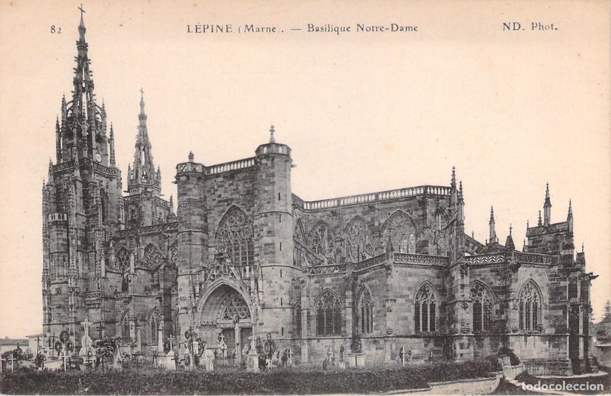 Postkarten: Postal de la Bas&iacute;lica de Notre-Dame en L&eacute;pine, Francia