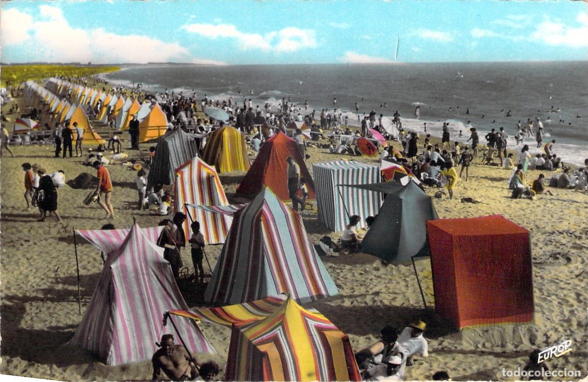Postales: Postal de la playa de La Faute-sur-Mer en Vend&eacute;e, Francia