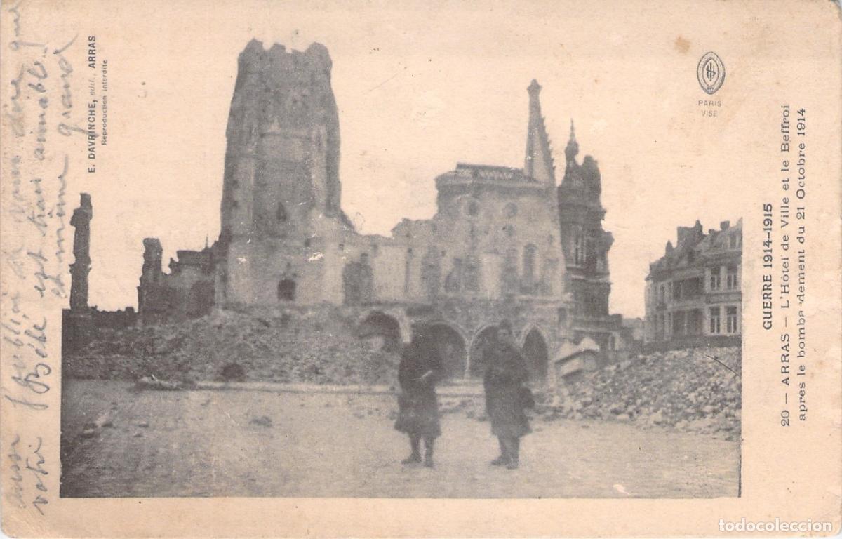 Cartoline: Postal hist&oacute;rica Arras Hotel de Ville tras bombardeo de 1914