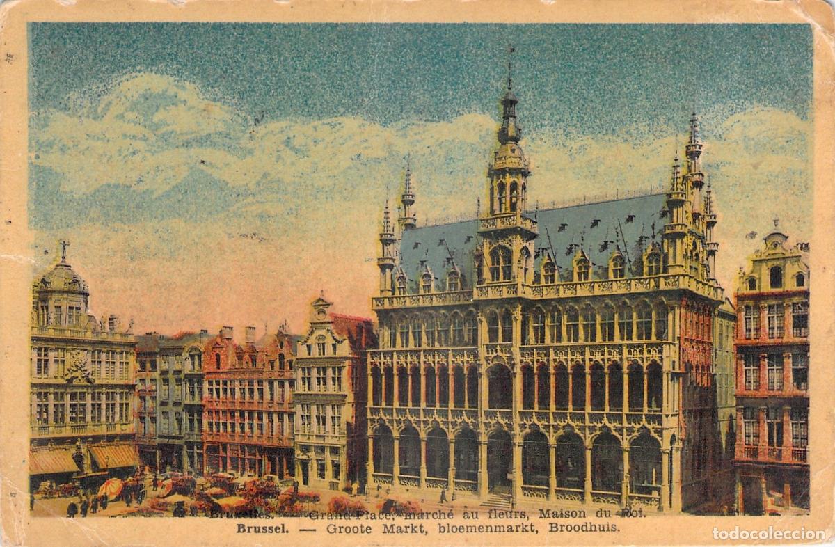 Postkarten: Postal de la Grand Place y Broodhuis en Bruselas