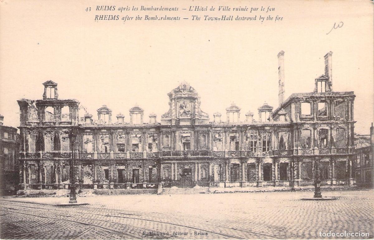 Cartoline: Postal de Reims tras los bombardeos de la Primera Guerra Mundial