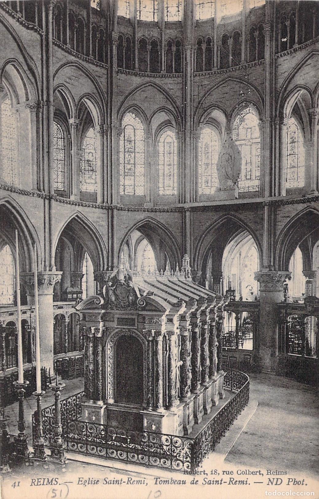 Postais: Postal de la Bas&iacute;lica de Saint-Remi en Reims