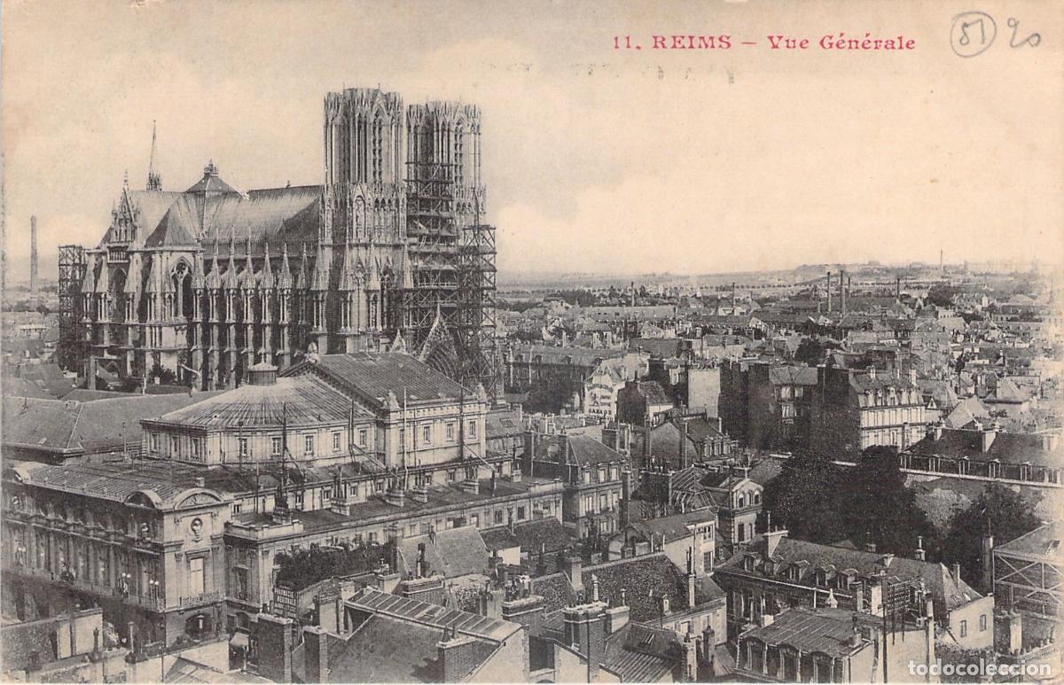 Postais: Postal de Reims con Vista General de la Catedral