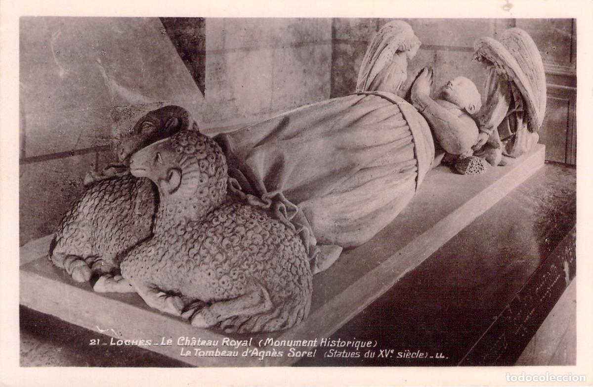 Cartes Postales: Postal de la Tumba de Agn&egrave;s Sorel en el Castillo Real de Loches, Francia