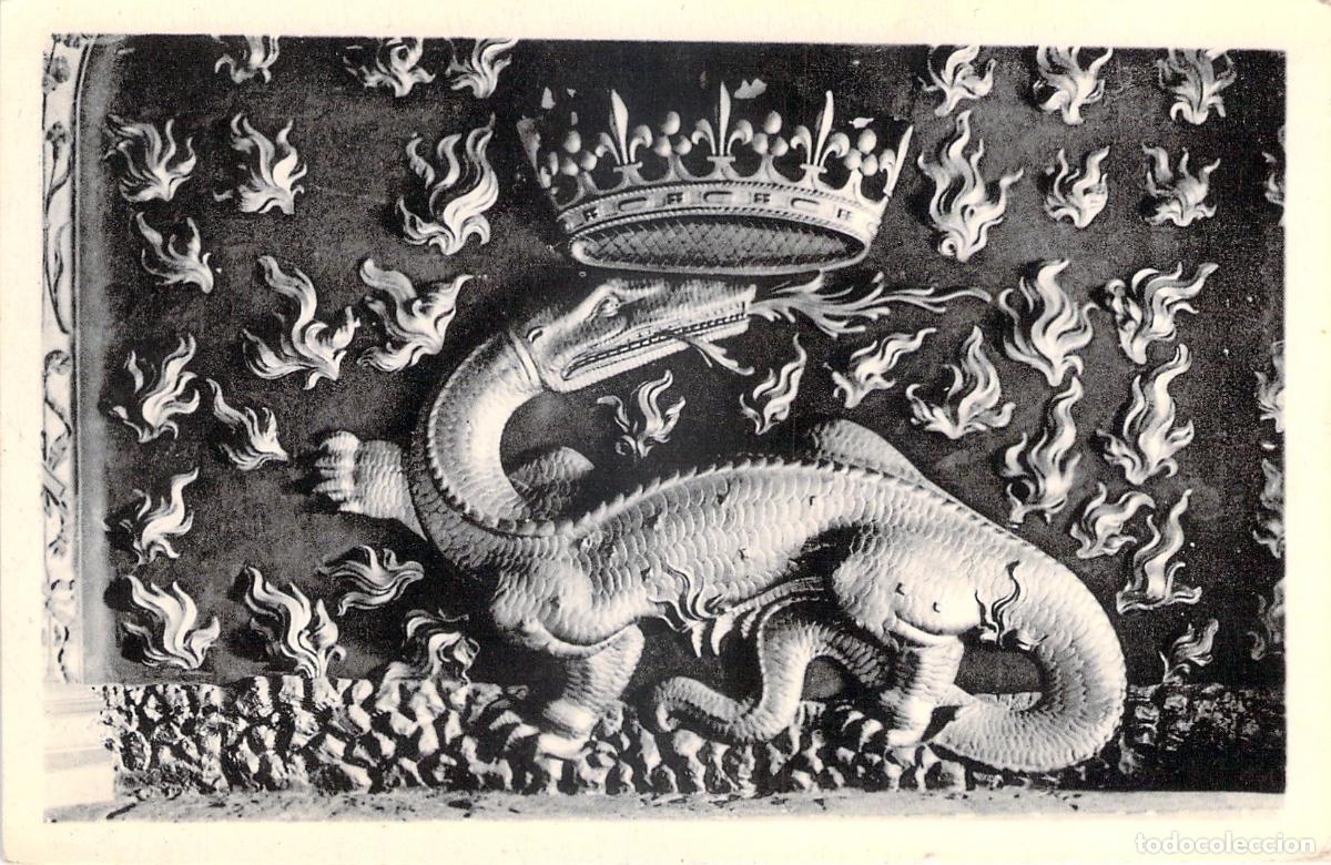 Postales: Postal del Castillo de Blois Emblema de la Salamandra de Francisco I