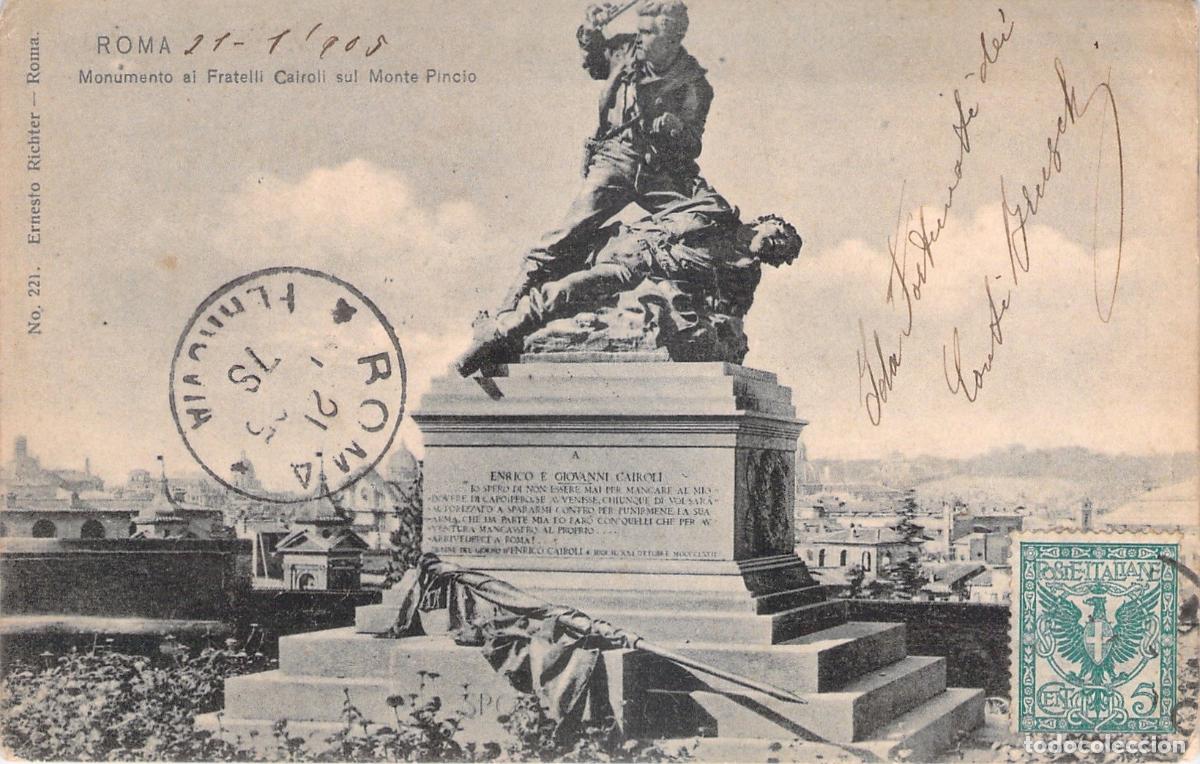 Postcards: Postal Monumento Fratelli Cairoli en Monte Pincio Roma