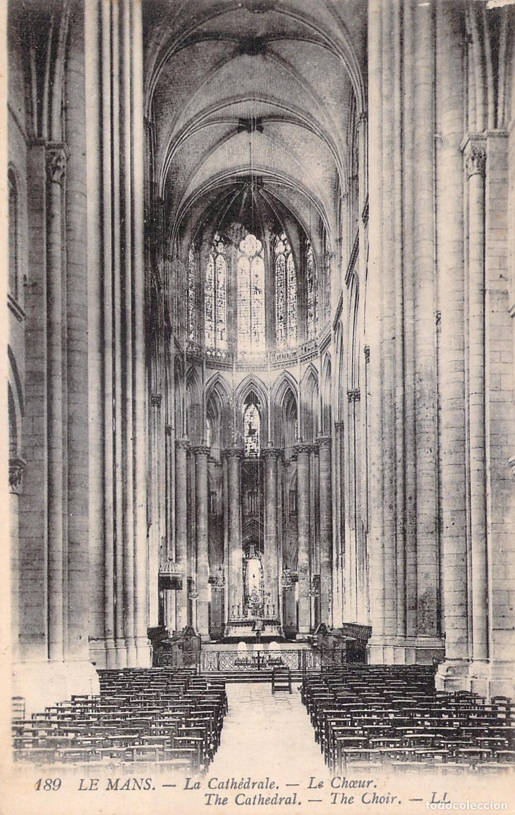 Postais: Postal de la Catedral de Le Mans interior del coro en Francia