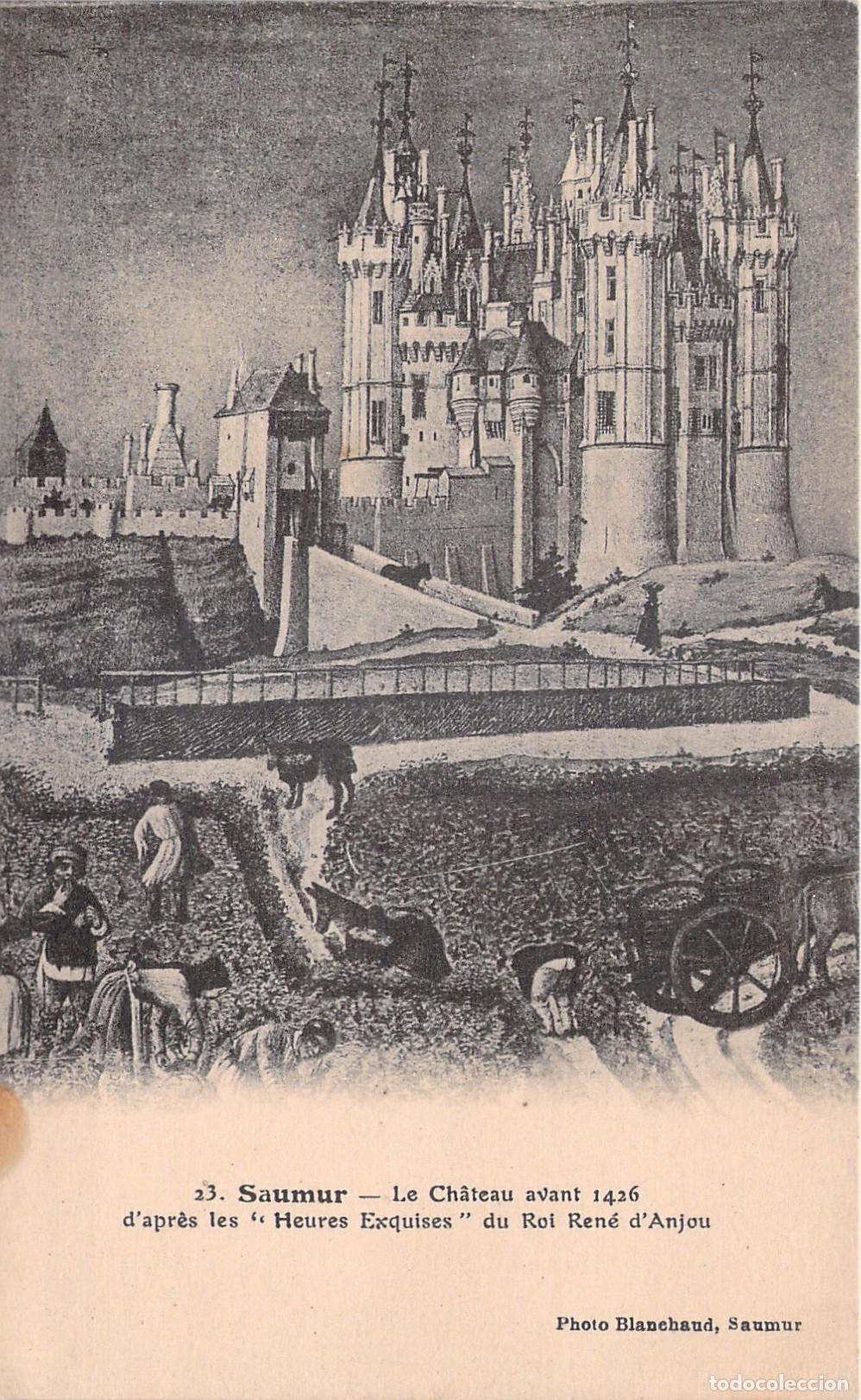 Postais: Postal del Castillo de Saumur representaci&oacute;n art&iacute;stica de 1426