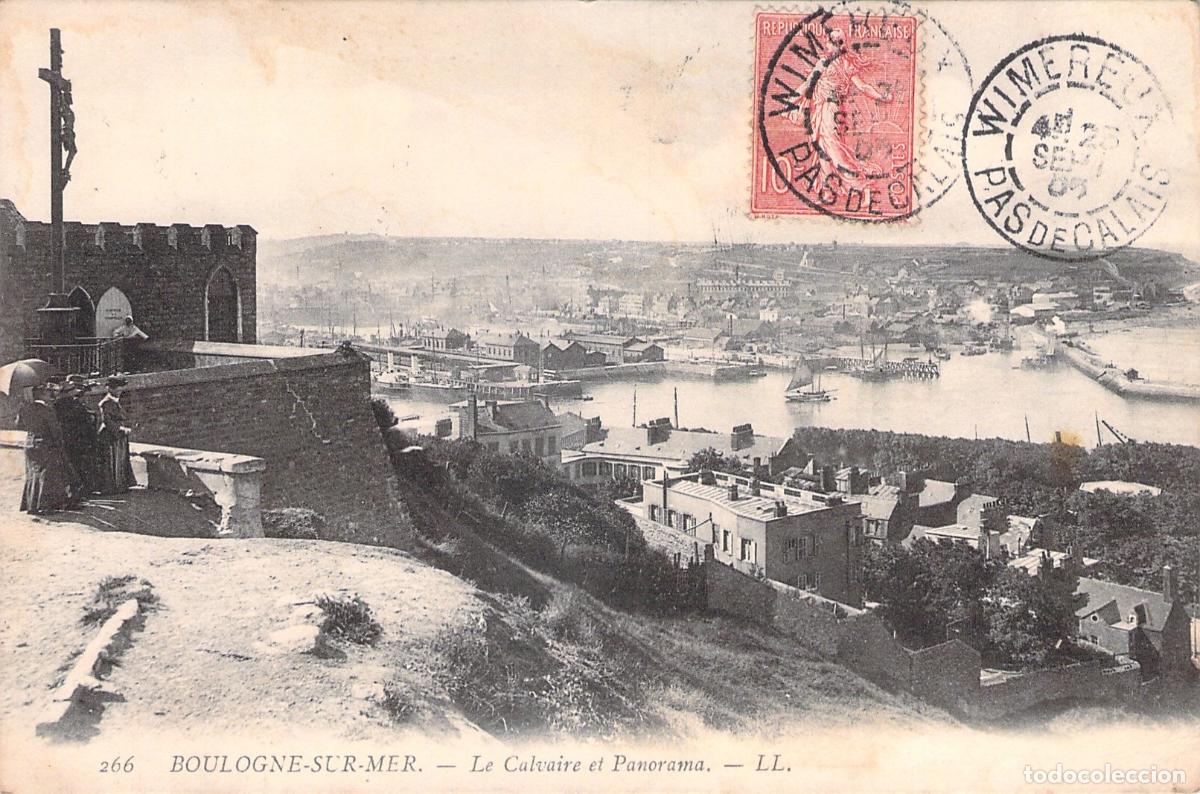Postais: Postal de Boulogne-sur-Mer, vista del Calvario y panorama de la ciudad