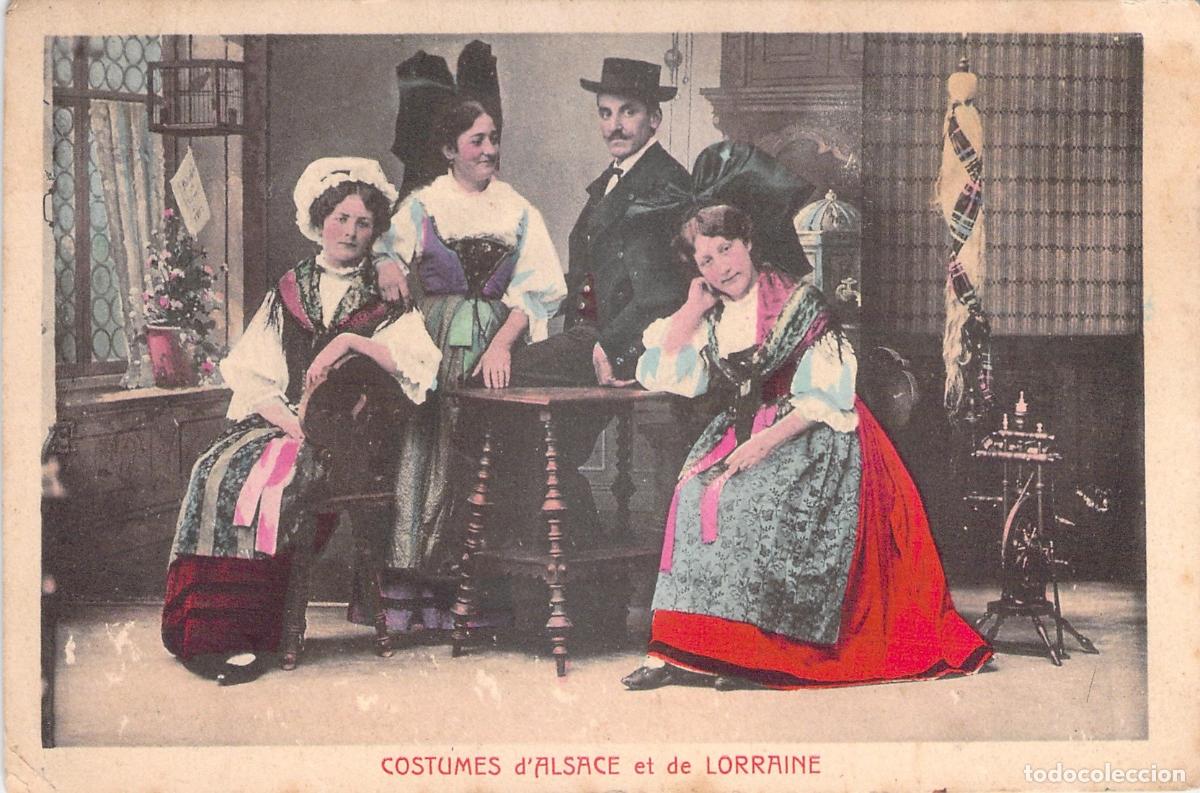 Postais: Postal con trajes tradicionales de Alsacia y Lorena