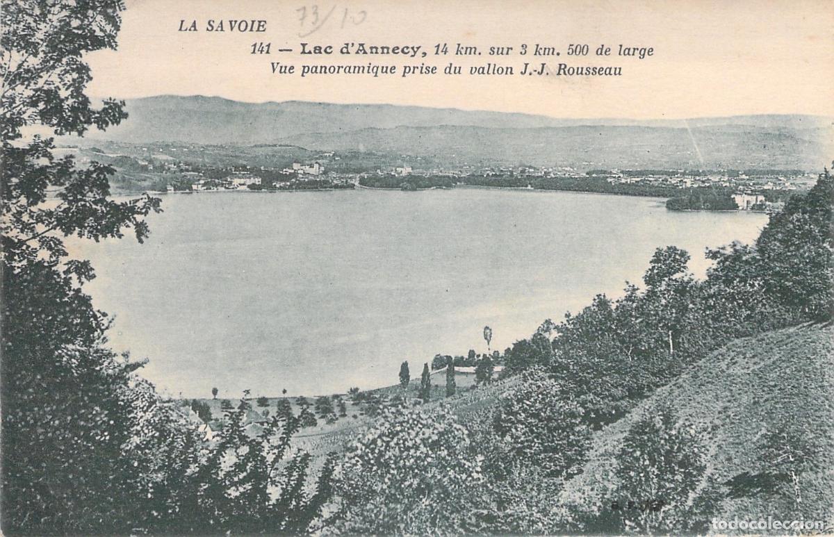 Postais: Postal del Lago de Annecy, Vista Panor&aacute;mica desde el Valle J.J. Rousseau