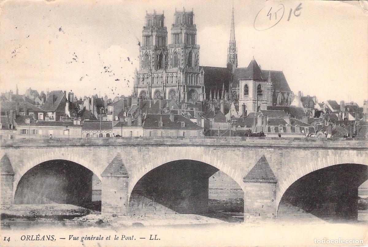 Postais: Postal de la Catedral de Orleans y el puente sobre el Loira