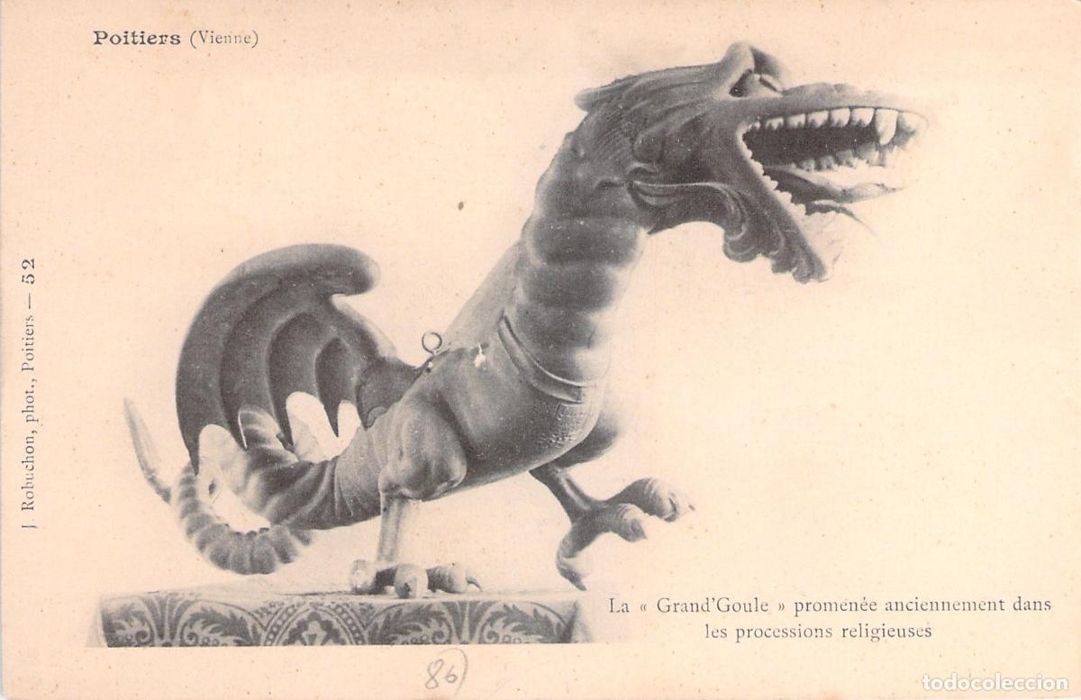 Postais: Postal de Poitiers La Grand'Goule drag&oacute;n procesi&oacute;n religiosa