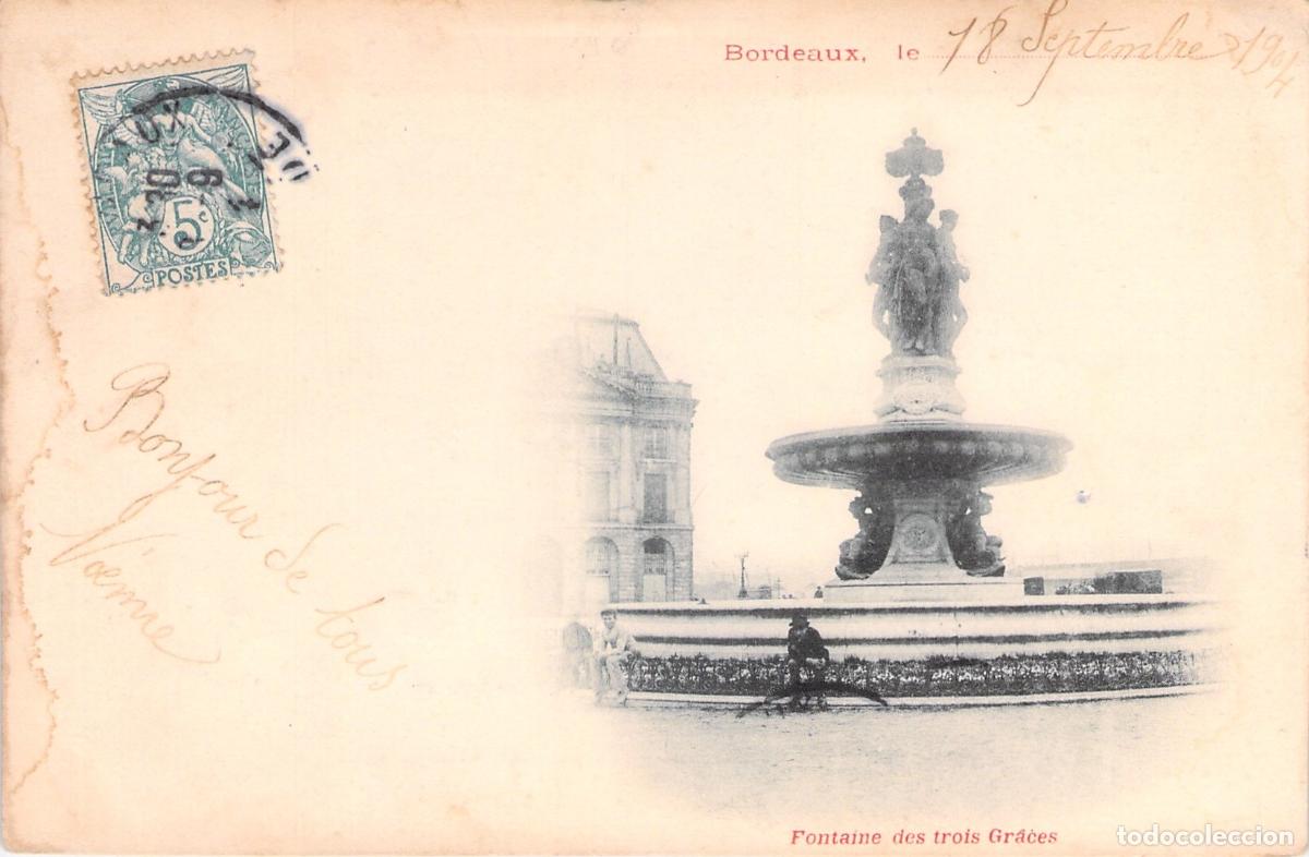 Postais: Postal de la Fontaine des Trois Gr&acirc;ces en Bordeaux, Francia