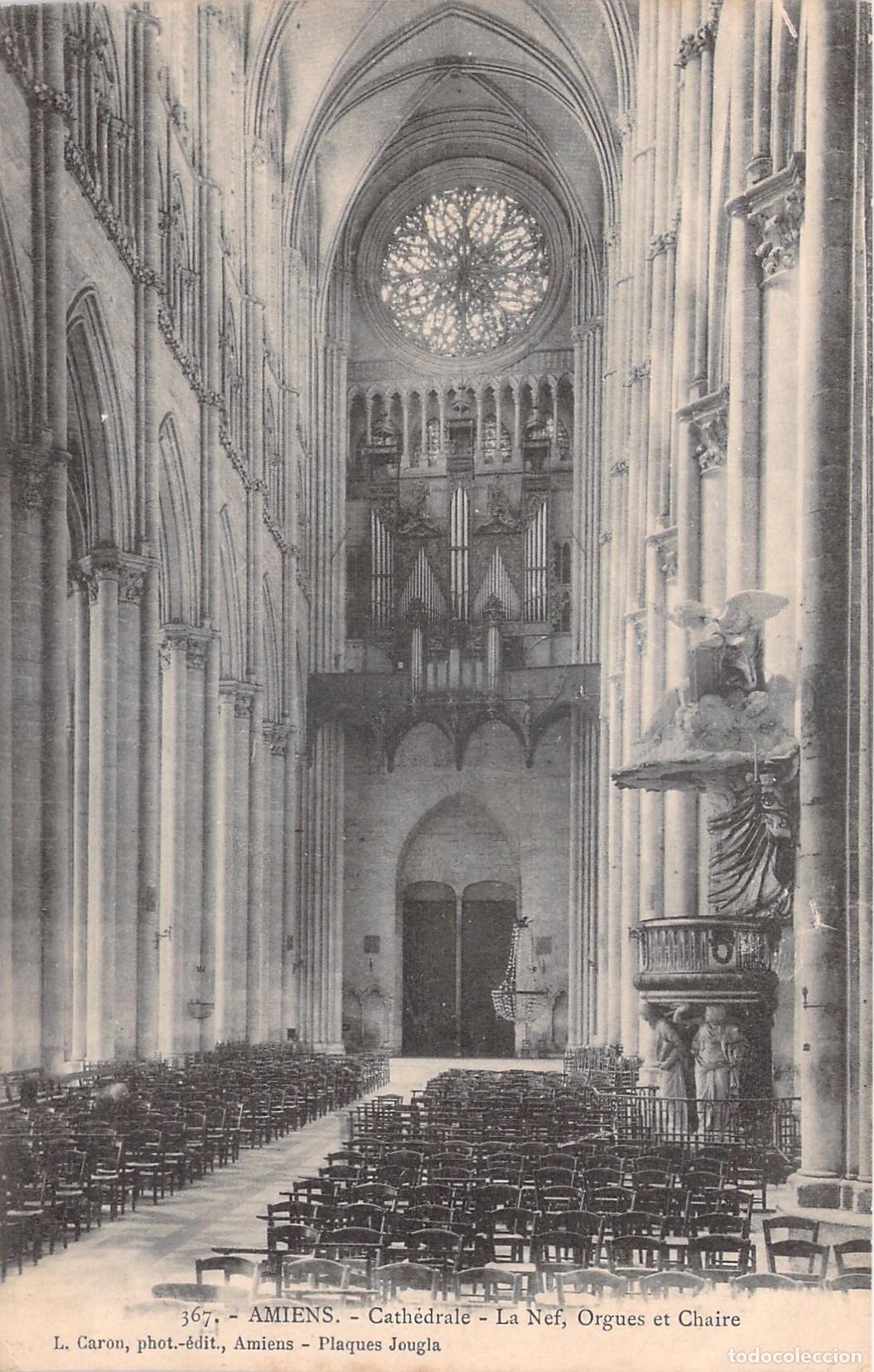 Postais: Postal de la Catedral de Amiens, Nave, &Oacute;rgano y P&uacute;lpito