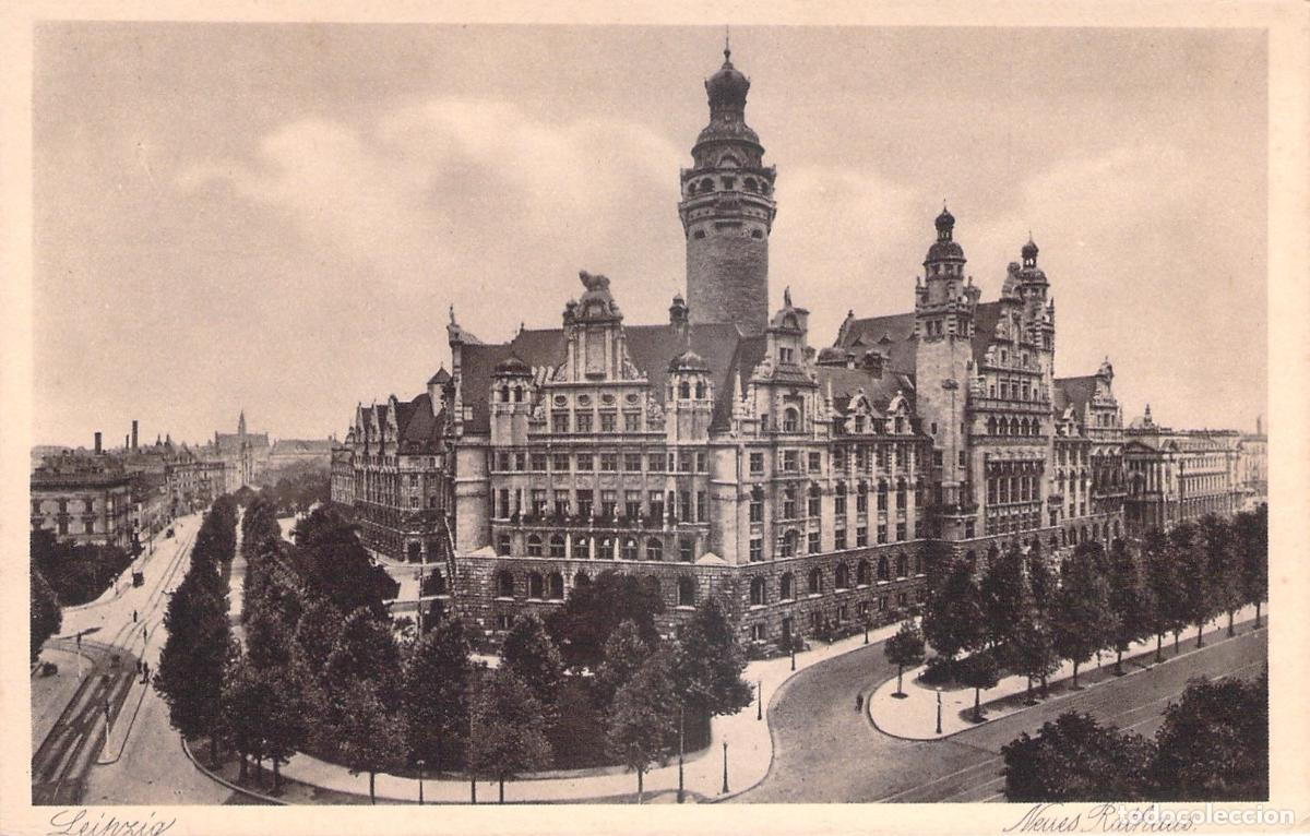 Cartoline: Postal de Leipzig, Nuevo Ayuntamiento (Neues Rathaus), Alemania