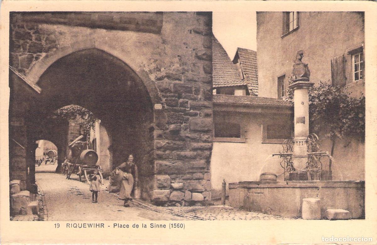 Postais: Postal de Riquewihr, Place de la Sinne, Alsacia, Francia