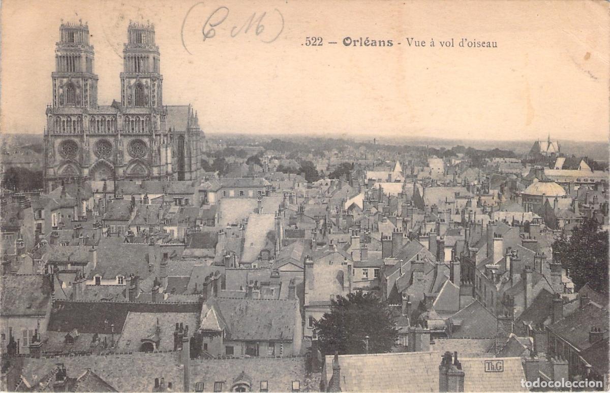Postais: Postal de Orl&eacute;ans con vista a&eacute;rea de la catedral
