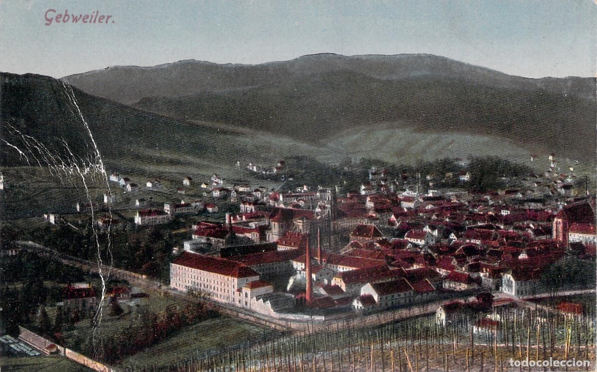Postais: Postal de Guebwiller, Alsacia, vista panor&aacute;mica de la ciudad y f&aacute;brica