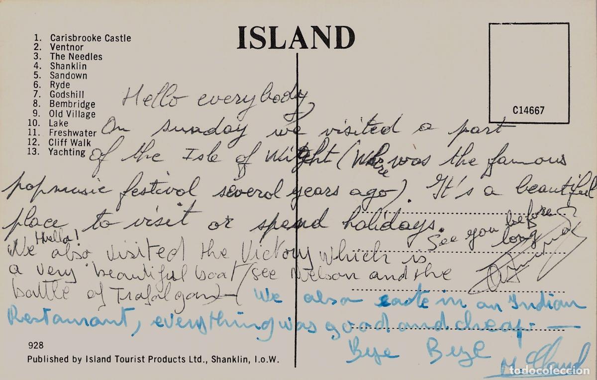 Postales: Postal Mapa Tur&iacute;stico de la Isla de Wight - Foto 2