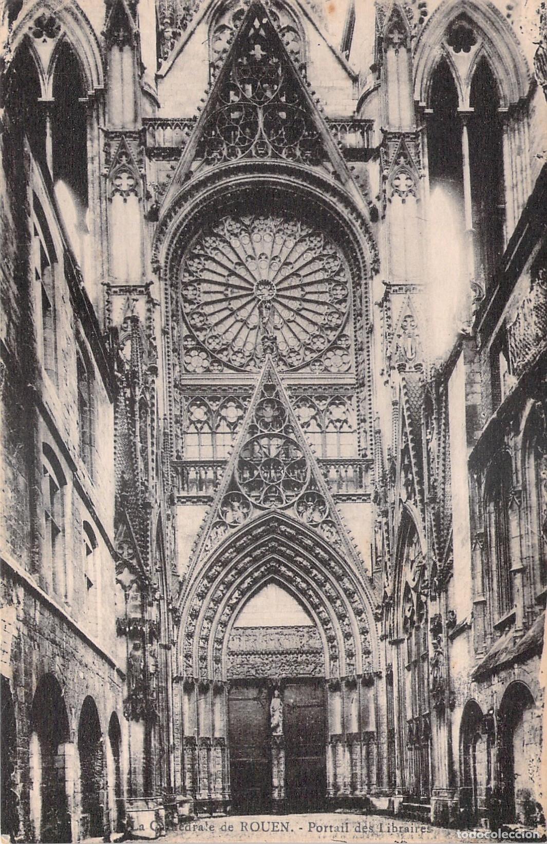 Postales: Postal de la Catedral de Rouen: Portail des Libraires, Francia