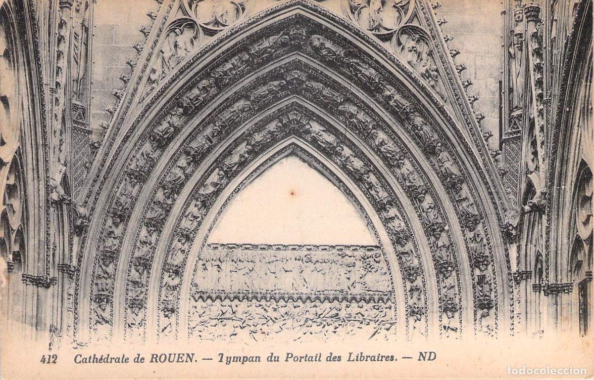 Postales: Postal de Rouen: Catedral de Notre-Dame, P&oacute;rtico de los Libreros