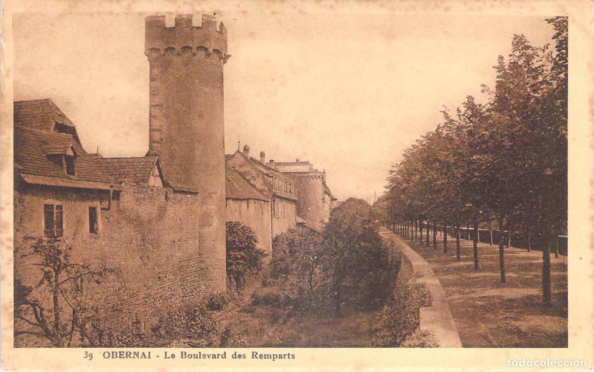Cartes Postales: Postal de Obernai, Francia, vista del Boulevard des Remparts y sus murallas