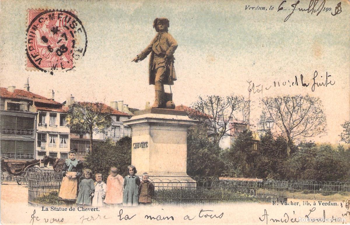 Cartes Postales: Postal de la Estatua de Chevert en Verdun Francia