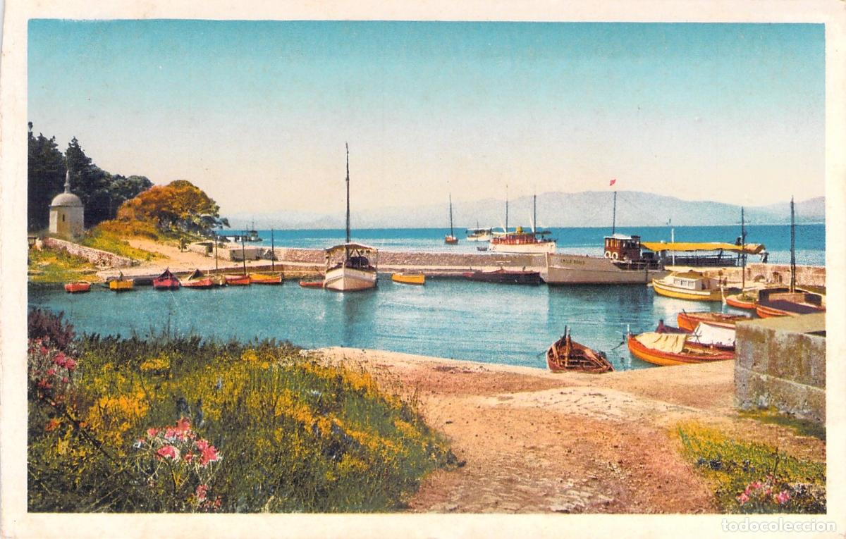 Cartes Postales: Postal de la Isla Saint-Honorat, Francia, vista del puerto con barcos