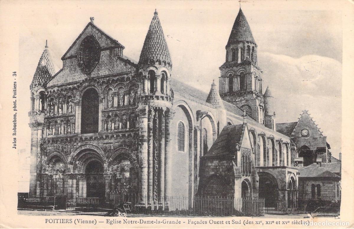 Postais: Postal de la Iglesia Notre-Dame-la-Grande en Poitiers, Francia