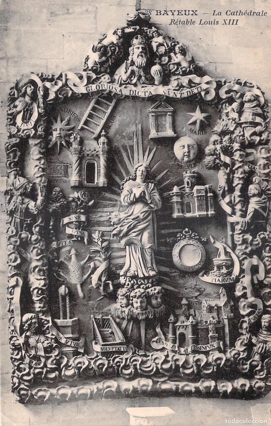 Postais: Postal de la Catedral de Bayeux con el Retablo de Luis XIII
