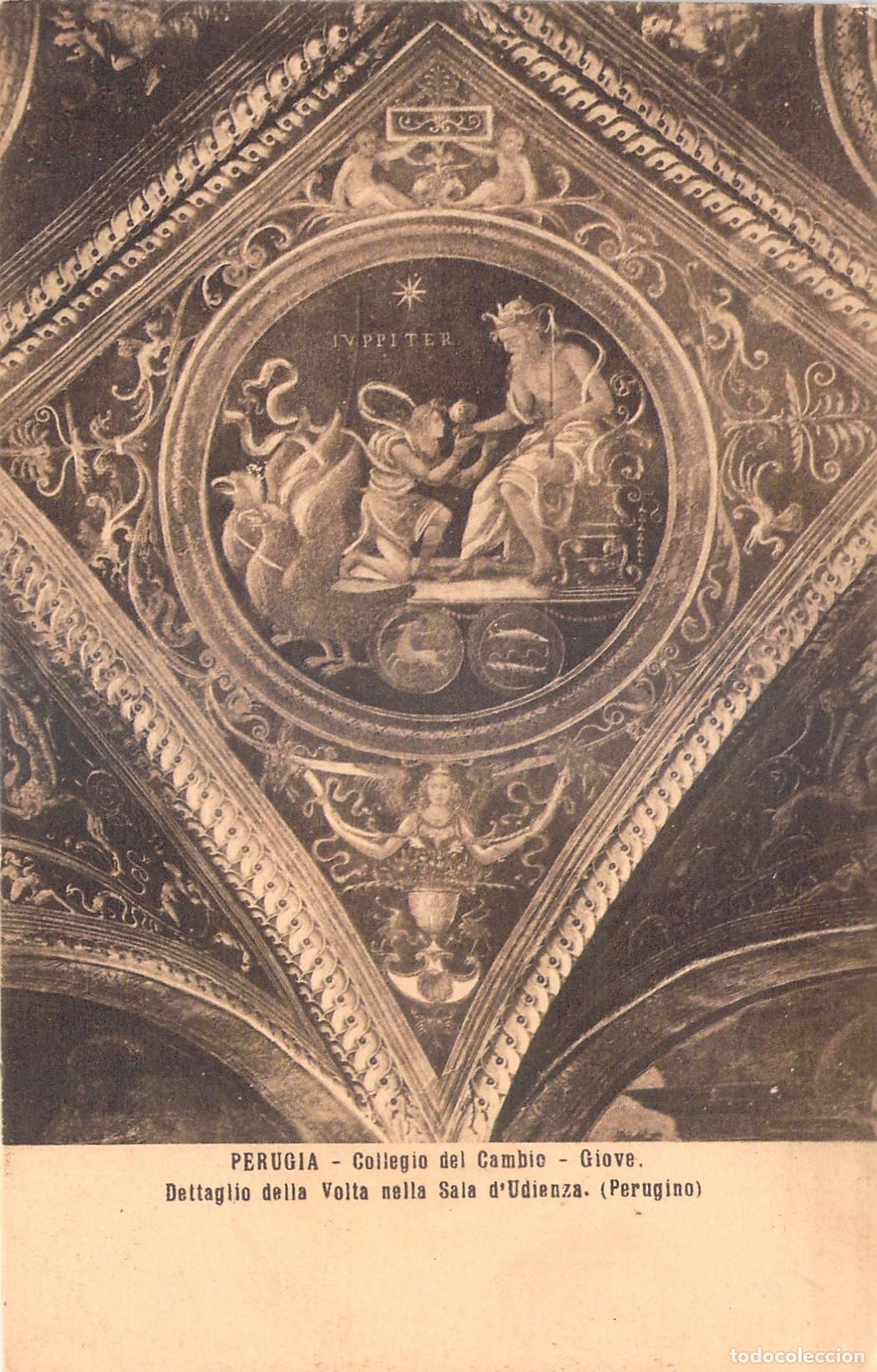 Cartoline: Postal de detalle del fresco de J&uacute;piter en el Collegio del Cambio, Perugia