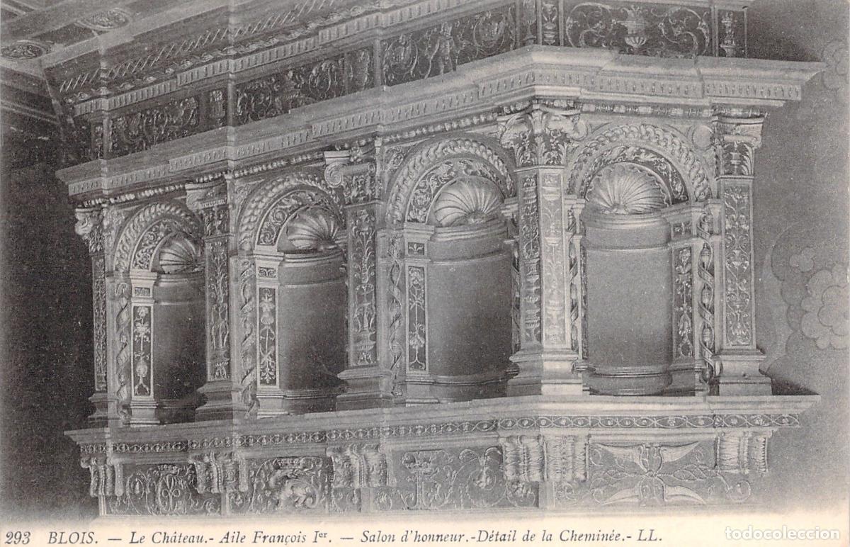 Cartoline: Postal del detalle de la chimenea del Castillo de Blois, Francia