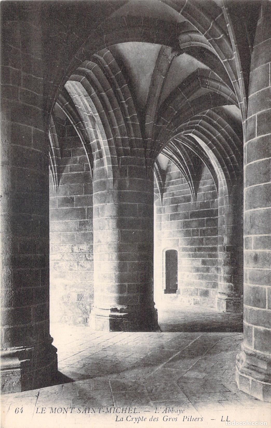 Cartoline: Postal de la Cripta de los Grandes Pilares en Mont Saint-Michel, Francia