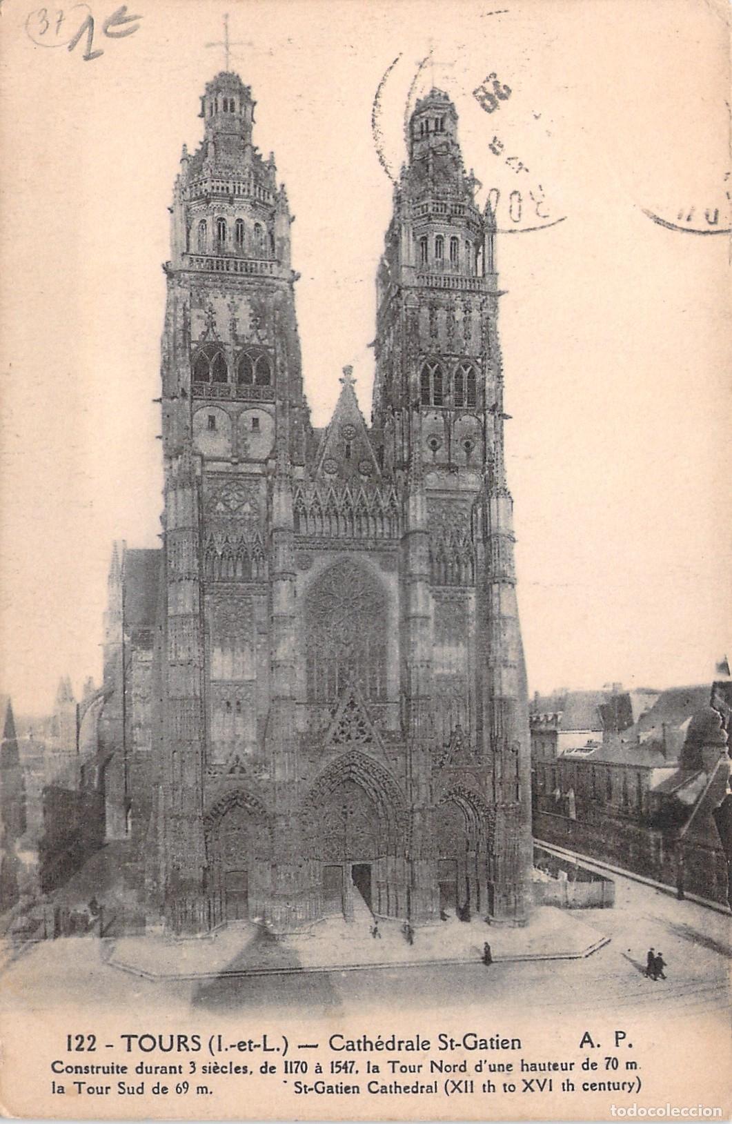 Postkarten: Postal de la Catedral de Saint-Gatien en Tours, Francia